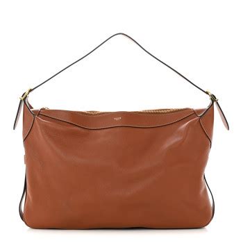 CELINE Supple Calfskin Large Romy Shoulder Bag Tan